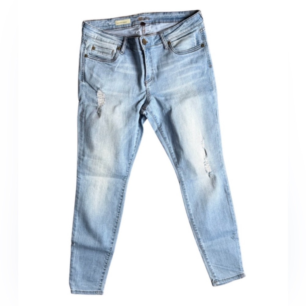 Kut from the Kloth Toothpick Skinny Jeans Light Wash Distressed